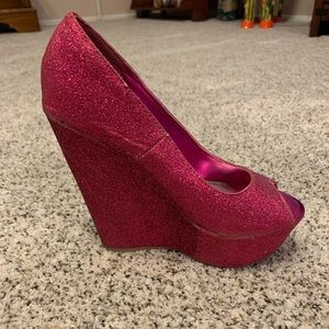 Hot Pink Glitter Wedges